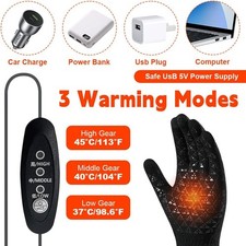 Heated Gloves Electric Rechargeable Battery Hand Warm Windproof Thermal Winter