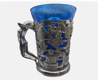 Vintage Japanese Cut Stein Cup w/ Dragon & Woman Figure Art Deco Piece — photo 1