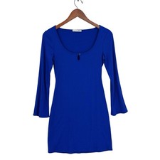 REFORMATION Dress Ribbed Mini Knit Long Bell Sleeves Womens Small Blue W882
