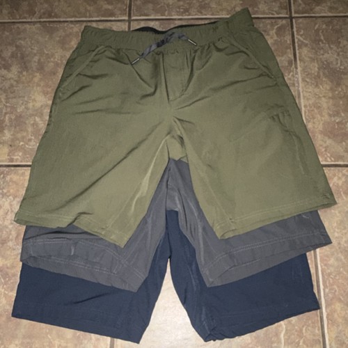 Gerry Men's Solid Elastic Waist Shorts w/ Pockets Green Gray Blue Size M - 3 set