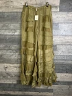 Free People Womens Trousers Size XS Khaki Green Rock And Frill Ruffle Wide Leg