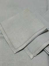 VTG Tablecloth w 4 Napkins Linen Hemstitch Open Design 39x39 Sky Blue Jacquard
