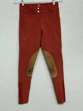 Free Ride Equestrian PRO 1.0 Breeches Rust Suede Knee Patch Size 26 Riding Pants