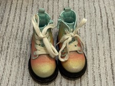 Cat Jack Toddler Girls Size 5 Combat Boots Rainbow Glitter Lace Up Zip