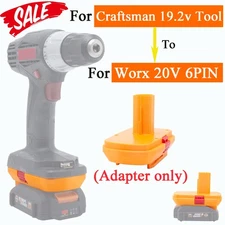 For Worx 20V 6PIN Li-ion Battery Adapter To For Craftsman 19.2V Cordless Tools