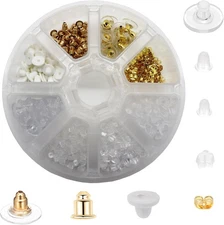 Earring Backs Ear Safety Backing Pads Pin Golden, White, Transparent 