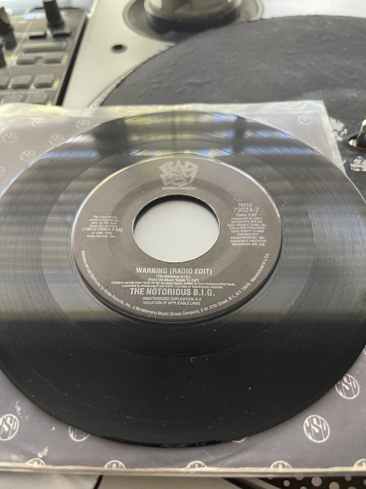 The Notorious B.I.G. – Big Poppa / Warning OG 1994 Press 7" Vinyl 45 VG+ LN - Image 2 of 2