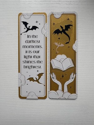 3D Lesezeichen 2er Set Drachen, Sternen und Buchmotiv mit Zitat - Fantasy Design