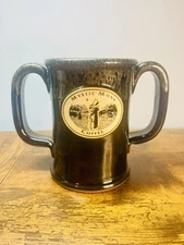 Sunset Hill Stoneware MYSTIC MONK Mug Double Handle Handcrafted USA  Coffee New