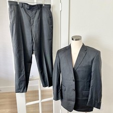 Jos A Bank Suit Men 43R Pant 36W x 29L Gray 2 Button Traveler Tailored Fit Wool