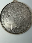Silver Antique Jewelry Necklace Pendant Genuine Circulated Coin 1880-P $1 Morgan