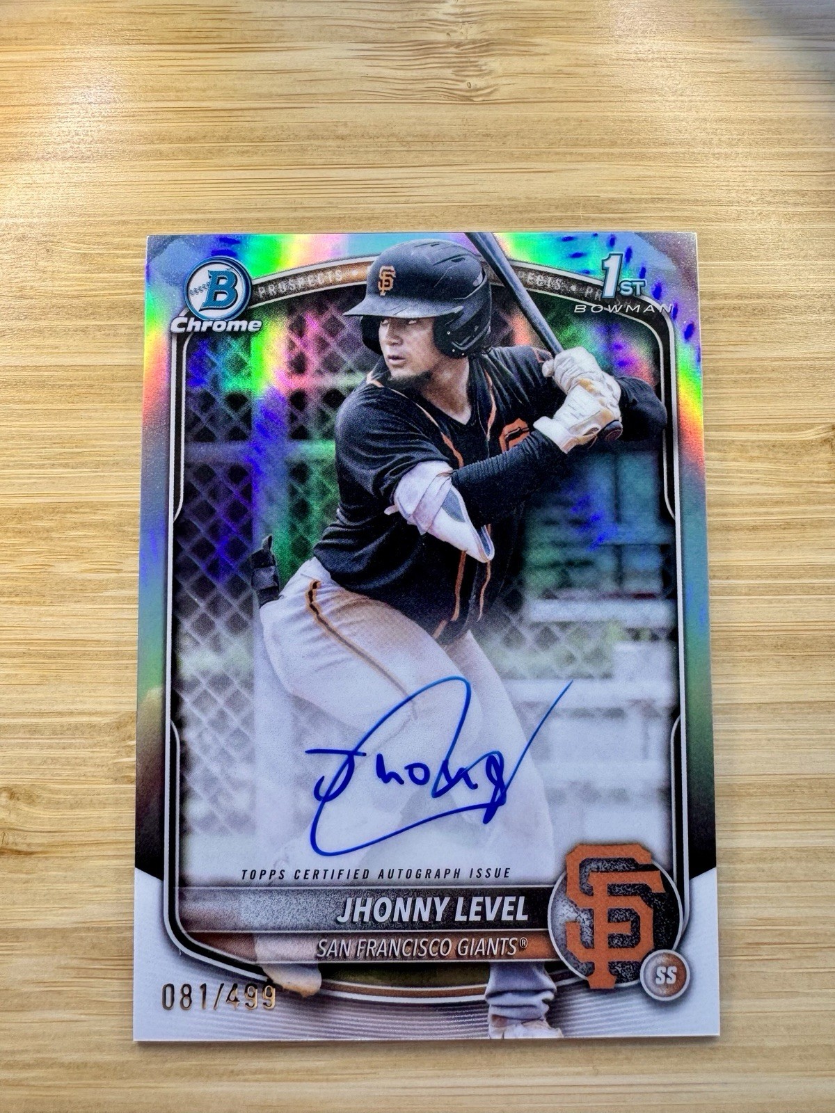 Jhonny Level 2025 Bowman Chrome 1st Refractor Auto /499 #CPA-JL SF Giants