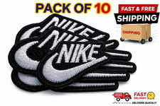 10PC EMBROIDERED BLACK  WHITE NIKE SWOOSH IRON- ON PATCH SIZE 3x1.5 inch
