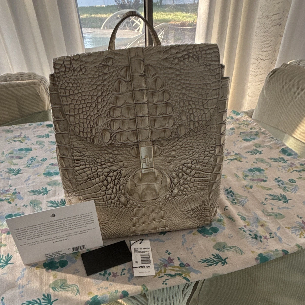 Brahmin Taupe Croc-Embossed Mini Backpack Small Kathleen Shoulder Bag | Taupe Ensemble | BRAHMIN main image 2
