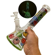 10" Colorful Pumpkin Bong Glow in the Dark Hookah Glass Water Smoking Pipe
