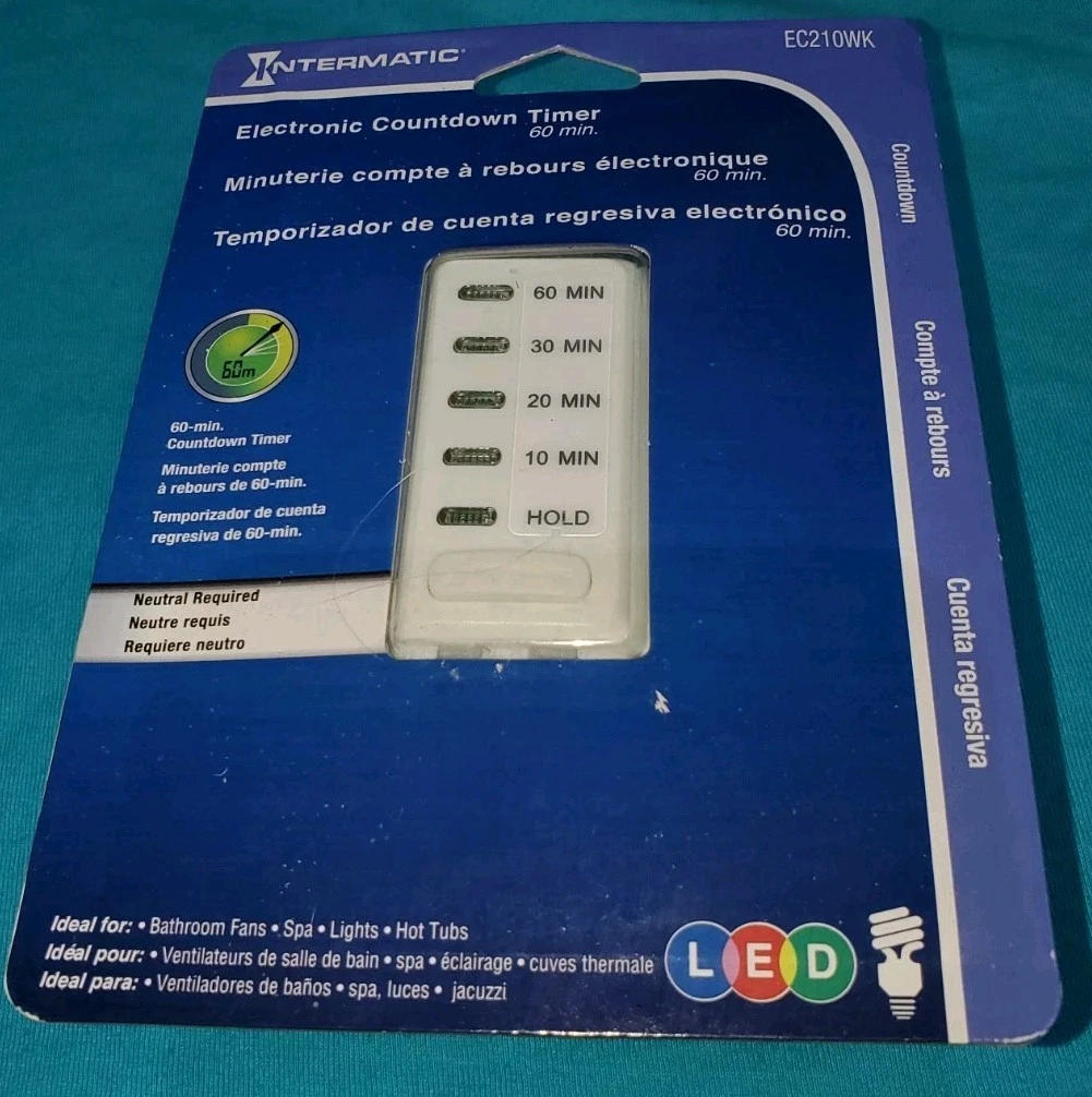 Intermatic EC210WK 10/20/30/60 Minute Countdown Timer, White NEW SEALED FREE S&H