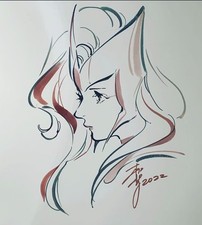 LARGE PEACH MOMOKO ORIGINAL ART PAINTING, SCARLET WITCH