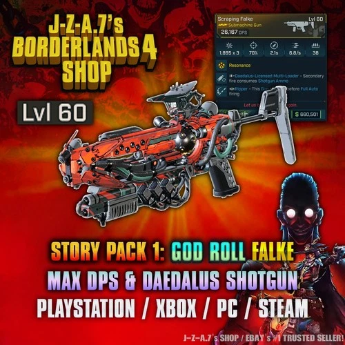 Borderlands 4✨ FALKE SMG LEVEL 60 DLC GOD ROLL BL4 GEAR DAEDALUS ✅PC-PS-XBOX✨