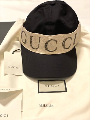 ❤️NEW GUCCI Logo Band Baseball Cap Black & White with tags