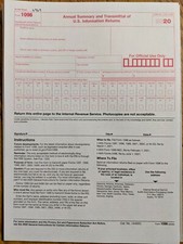 20 Tax Forms 1096 Annual Summary  Transmittal Use with 1099-MISC Year 2020