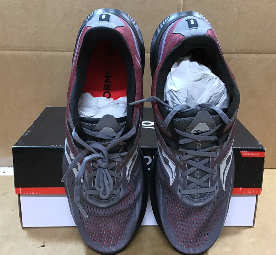 Saucony Men's Ride 15 Charcoal/Redsky Running Shoes - Image 4 of 4