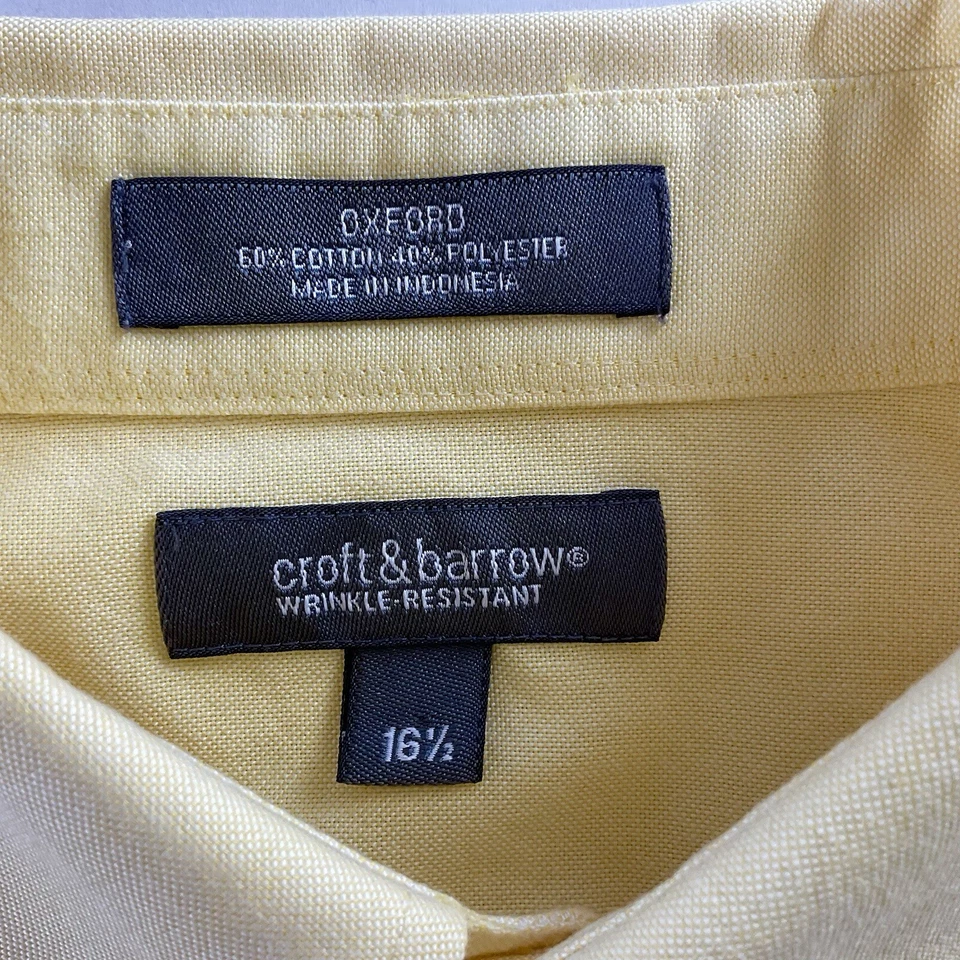 Camisa Croft Barrow Para Hombres 16.5 Grande Amarilla Oxford Abotonada Sin Arrugas Informal Foto 3 de 4