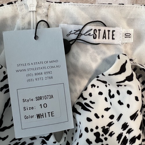Style State Leopard Print Dress Long Sleeve Shirred Cuffs Size 10 BNWT - Picture 5 of 7