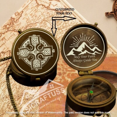 Personalized Brass Compass - Engraved Pocket Compass - Brass Hiking Compass Gift