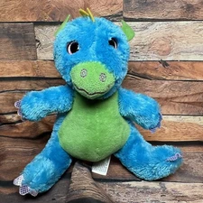 Dragon Plush Blue Green Wings Purple Stuffed Animal 9" MVP Winkeez Wink-e-pedia