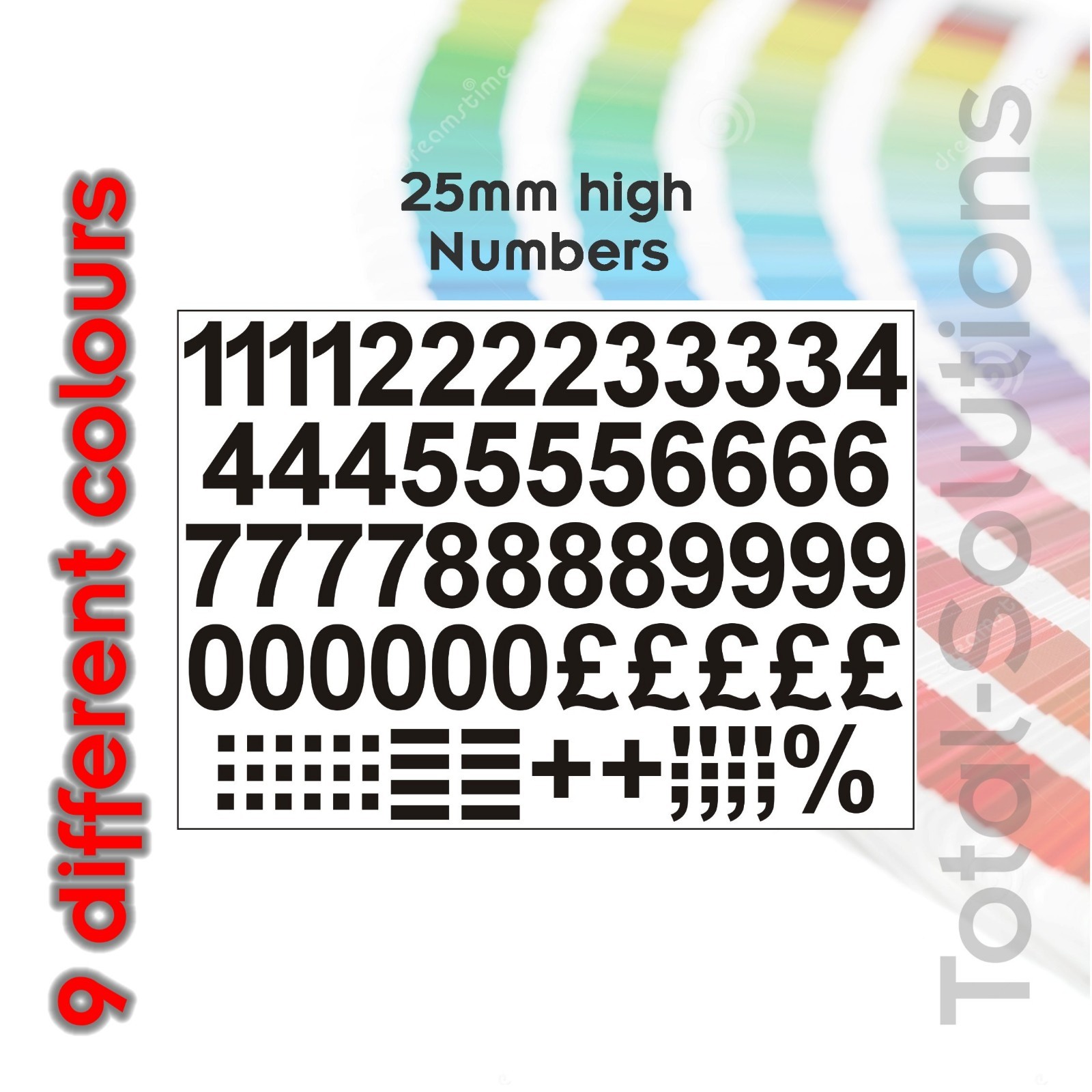 13, 15, 20, 25, 30, 35, 40, 45 and 50mm Self Adhesive Vinyl Letters