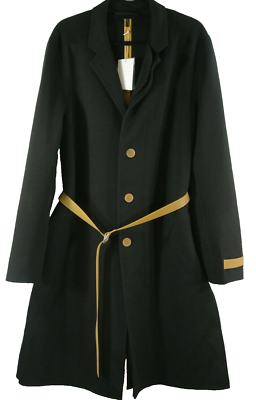 NWT Men's Helmut Lang Belted Layered Wool/Cashmere Coat Black Size