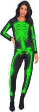 Halloween Skeleton Costume for Women - Glow in the Dark Zip-Up Jumpsuit Cosplay