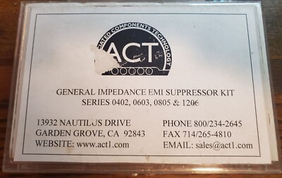 ACT General Impedenace EMI Suppressor Kit Series 0402, 0603, 0805, 1206 33 PNs