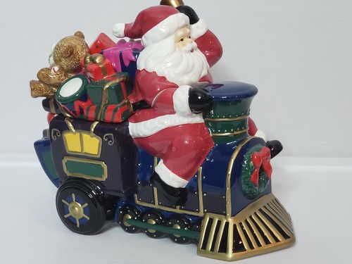 Tarro de galletas vintage Galerie Santa's Train porcelana Bloomingdales Express - Imagen 2 de 12