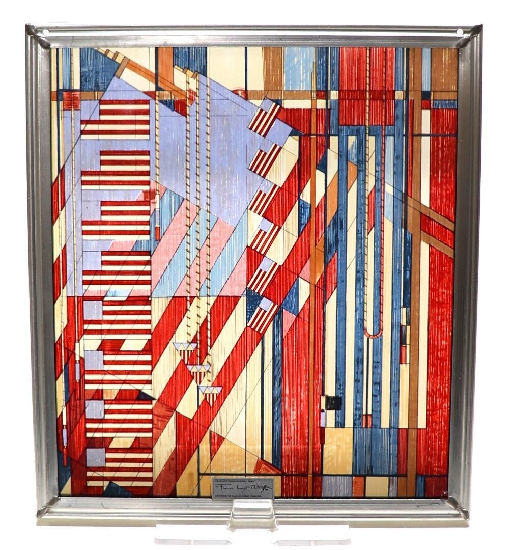 フランク・ロイド・ライト 激レア ヴィンテージ ステンドグラス アメリカの国旗 Stained glass, vintage, Frank Lloyd Wright American flag (C