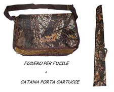 fodero fucile bosco + catana con rete porta cartucce caccia custodia borsa