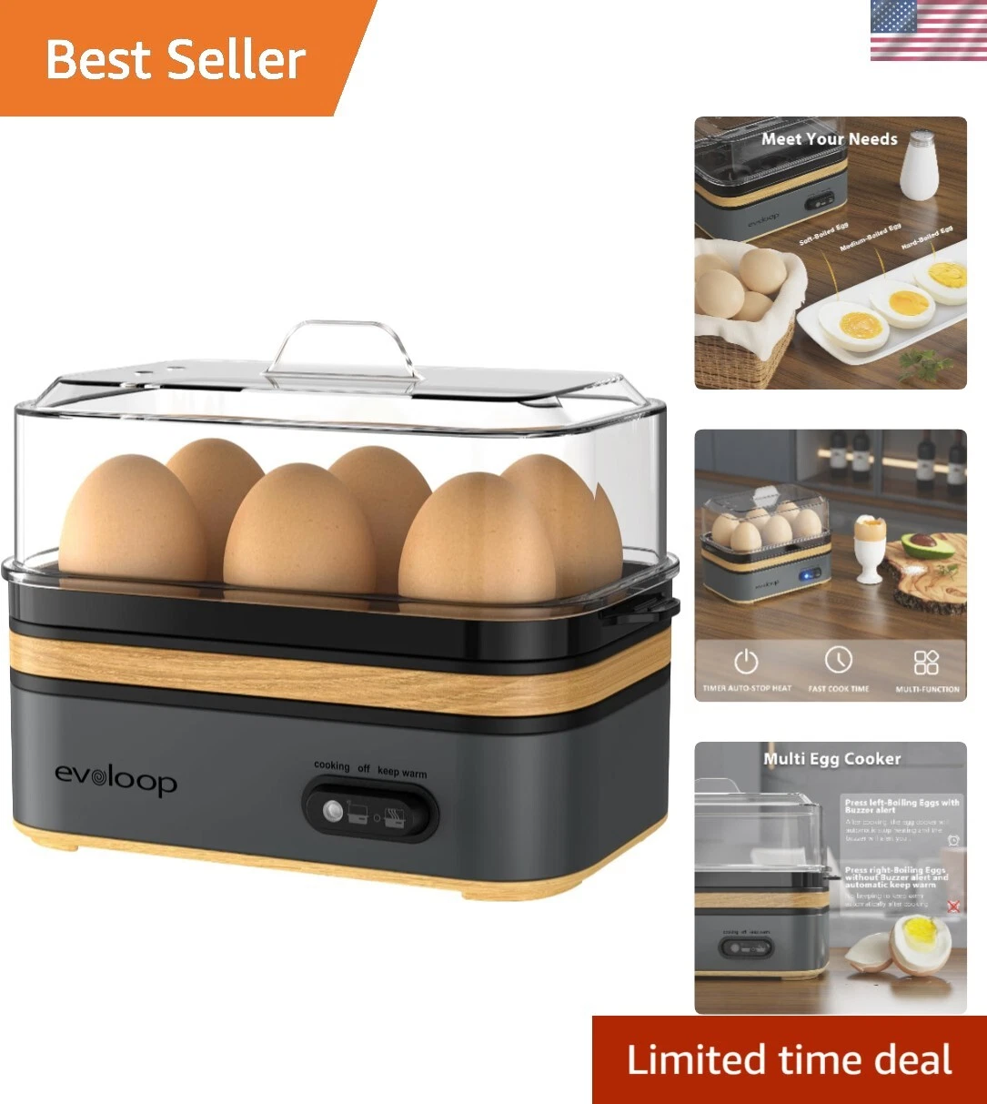 Electric 6-Egg Cooker: Soft, Medium, Hard-Boiled & Poacher - BPA Free