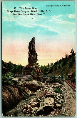 Stone Giant Stage Barn Canyon Black Hills South Dakota SD UNP DB Postcard H11