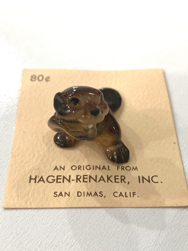 Castor miniatura vintage Hagen Renaker Paw Up NUEVO en tarjeta original - Imagen 2 de 8