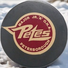 PETERBOROUGH PETES OHA CMJHL CAHA OFFICIAL HOCKEY PUCK MADE IN CANADA 🇨🇦