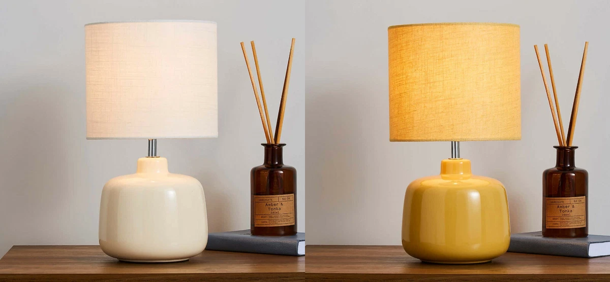 Ochre and sale grey table lamp