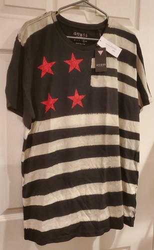 GUESS Men's Short Sleeve Bleached Flag Crew Neck Tee - Picture 2 of 3