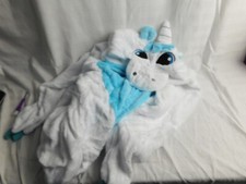 Juego de una pieza de pijama unicornio azul tamaño adulto mediano