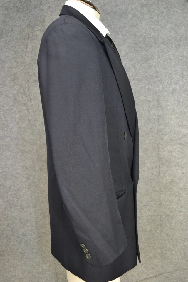 Jaqueta Blazer Masculina Giorgio Armani Mani Lã Pura Peito Duplo 40R Azul Marinho - Imagem 3 de 4