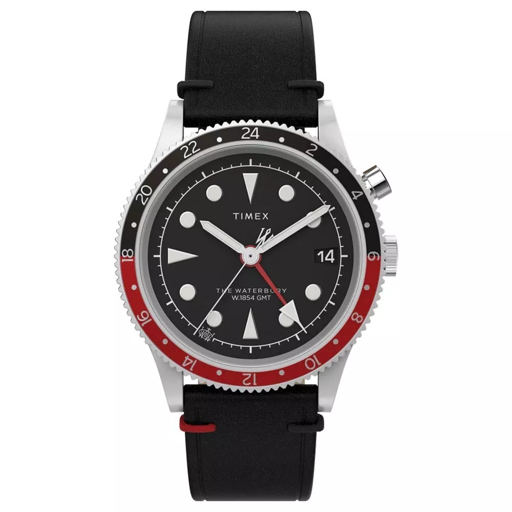 Timex Waterbury Traditional GMT Stainless Steel Black Red 39mm