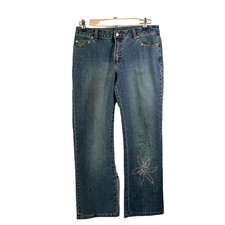 LILLY PULITZER Women  s  Vintage Cropped Embellished Floral Jeans Blue Size 4