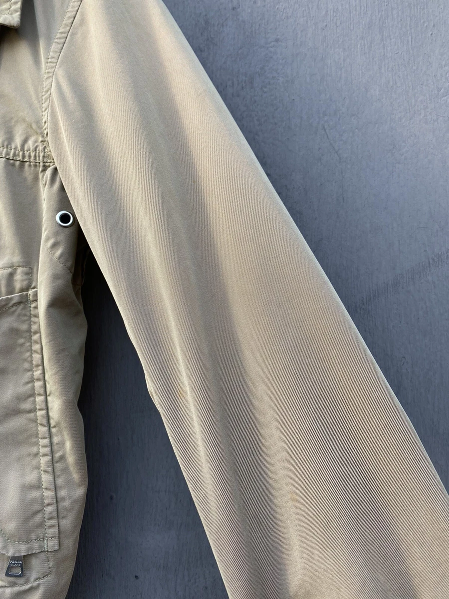 Authentic Prada Vintage Cotton/Nylon beige zip Jacket size 38 made in italy