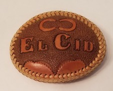 El Cid Belt Buckle Leather Woven Edge Handmade Excellent Pre-Owned Condition