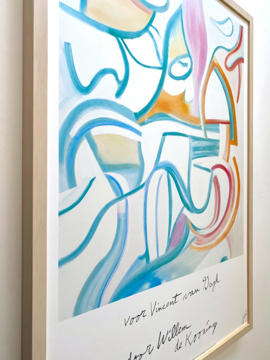 WILLEM DE KOONING 1990 LITHO PRINT FRAMED VAN GOGH EXHB POSTER