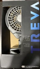 Treva 5 In. Clip Fan Battery Powered 2 Speeds Patened Fan Blades 130° Tilt Black